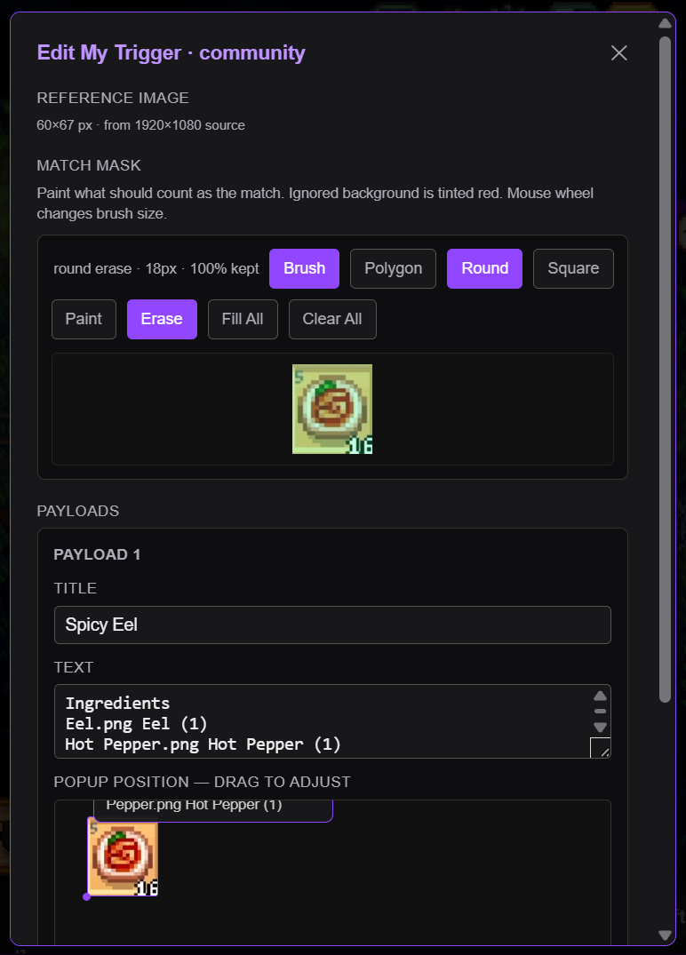 Stream Genie trigger editor
